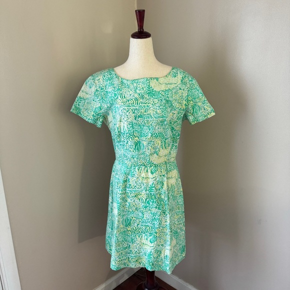 Lilly Pulitzer Dresses & Skirts - Vintage Lilly Pulitzer Rare Green Jungle Tiger Short Sleeve 100% Cotton Dress 12